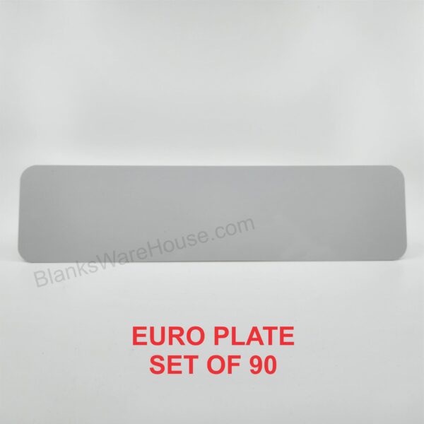 A license plate shaped aluminum plate set of 90