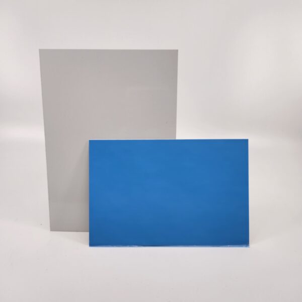 A blue and a white panel kept with a white background