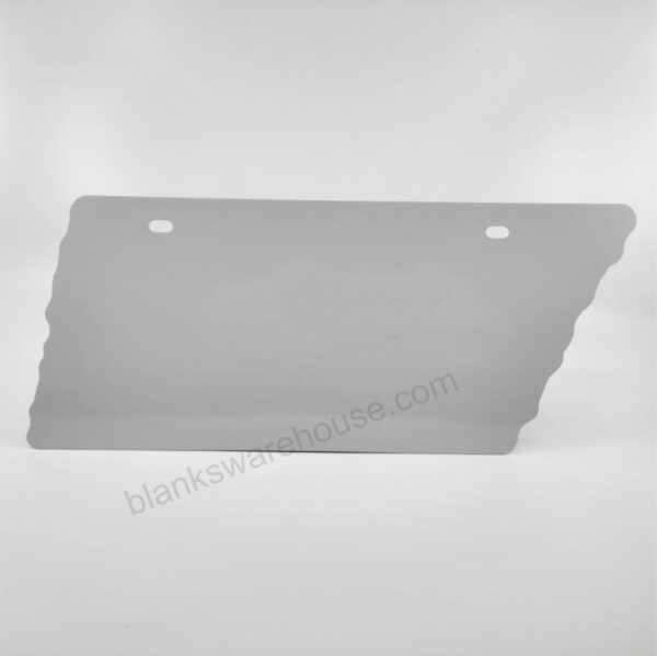 A Tennessee State shaped aluminum plate with two holes